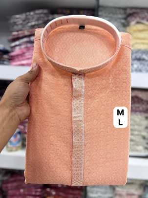 CALMING HEAVY JACQUARD SILK PEACH KURTA PYJAMA FOR MEN