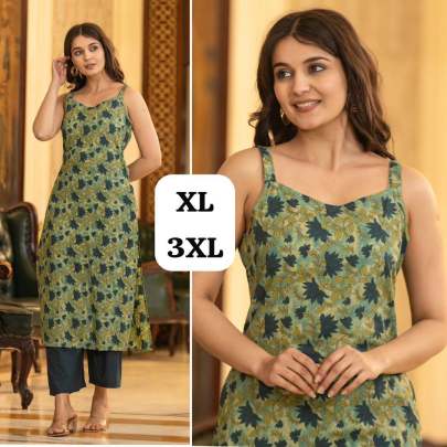 Cotton printed sleeveless kurti for office wear