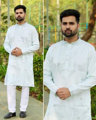 embroidered silk kurta