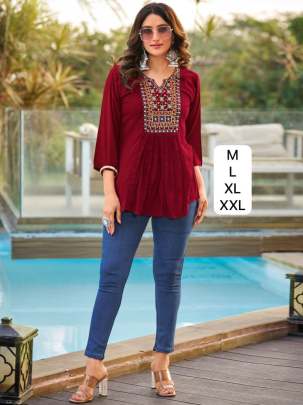 Embroidery work short tops  