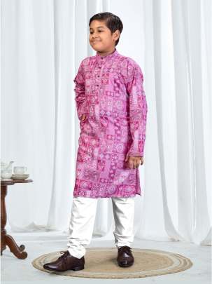Printed Cotton Kurta Pyjama Set for Boys