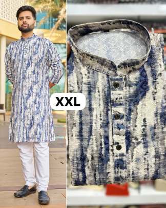 Printed schiffli chikan work kurtas for men