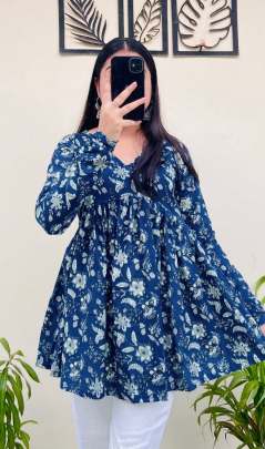 Long sleeve printed cotton tops