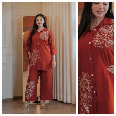 Summer special embroidered co-ord set