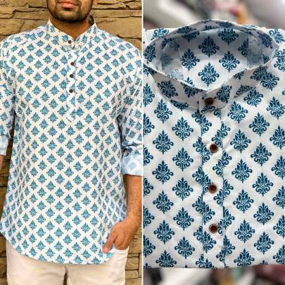 Printed short kurta for men