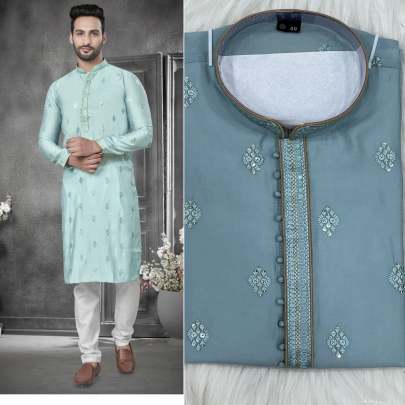 ALLURING MENS KURTA PYJAMA WITH EMBROIDERY WORK