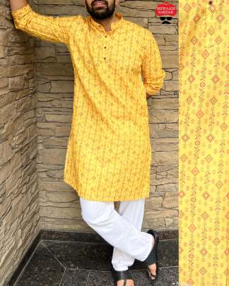 AWESOME COTTON PRINTED KURTA PYJAMA FOR MEN