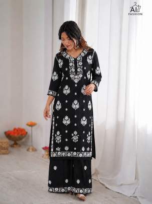 Black Chikankari Kurti Ladies 