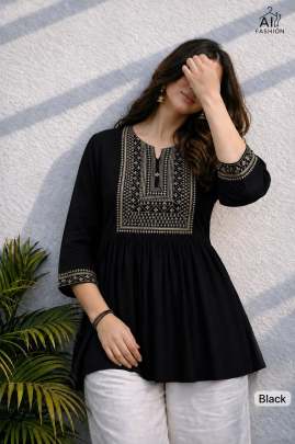 Black Fancy Short Kurti For Girls
