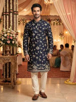 Black Functions and Party wear Kurta with pyjama