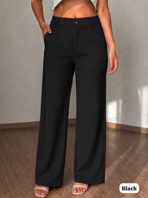 Black korean style pants women