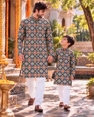 Cotton Father Son Combo printed Kurta Wholesaler