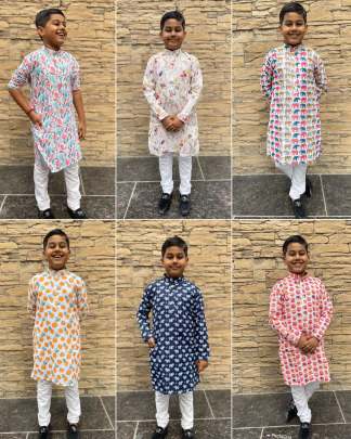 Cotton Printed Kurta Pyjama Set For Kids