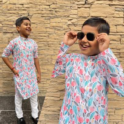 Cotton kids printed kurta pyjama