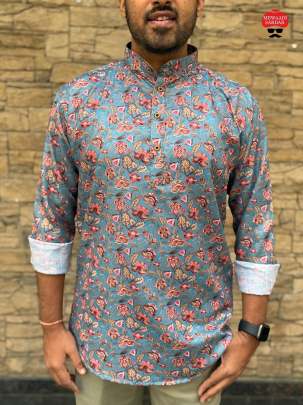 Cotton printed short kurta full sleeves 