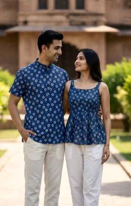 Couple Special Summer Outfit Cotton Printed Top & Kurta 