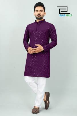 DESI BOYZ - WINE RAYON TRADITIONAL CHIKAN WORK KURTA