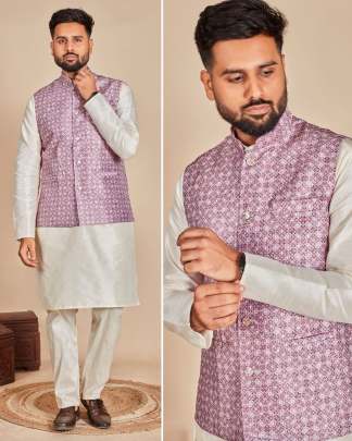 DIVINE SOFT SILK KURTA PYJAMA WITH KOTI FOR MEN