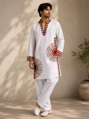 Designer Mirror Work Kurta Pajama | Men’s Festive Collection