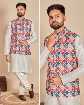 ETHNIC WEAR KURTA PYJAMA WITH KOTI FOR MEN