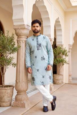 Roman silk kurta with embroidery
