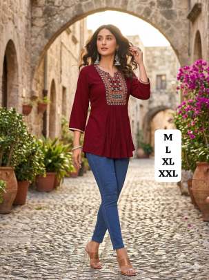 Embroidery work short tops  