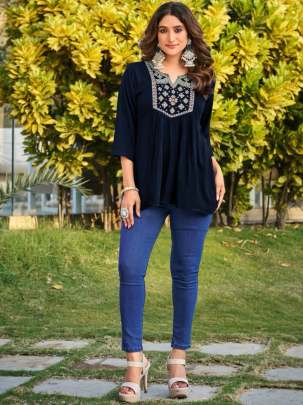 Embroidery work short tops  for office wear