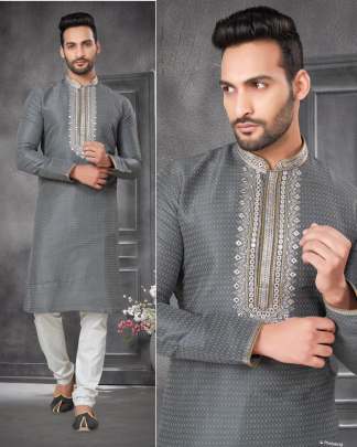 FANTSTIC HEAVY EMBROIDERY WORK MENS KURTA PYJAMA