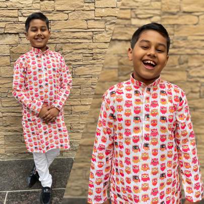 Fantastic Kids Cotton Printed Kurta Pyjama