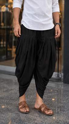 Black Festive Wedding Wear Dhoti Style