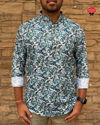 Full sleeves short kurta for mens