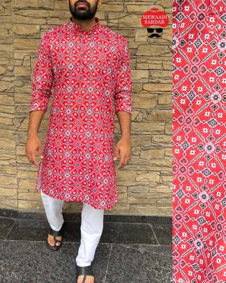 GLORIOUS MENS TRADITIONAL PRINTED KURTA PYJAMA 