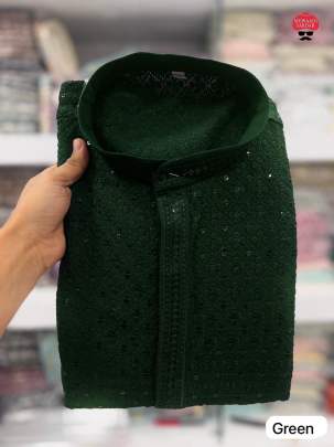 Green Chikankari Ethnic Kurta