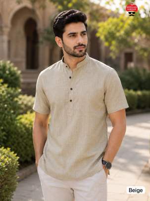 Half Sleeve Kurta for Men, Linen Kurta for Men