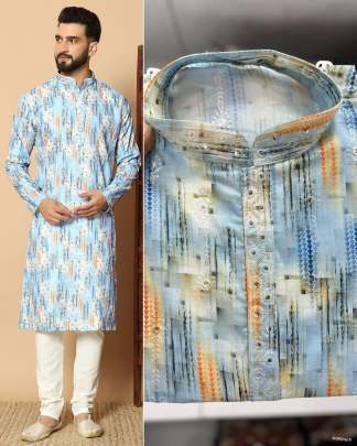 Heavy quality linen cotton printed kurta 