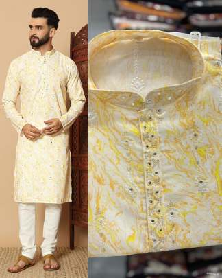 Heavy quality linen cotton printed kurta 