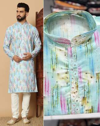 Heavy quality linen cotton printed kurta 