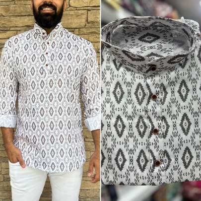 Hit print collection full sleeves short length kurta