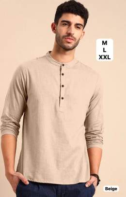 Cotton linen short kurta for men