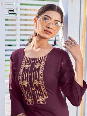 CITY GIRL - PURPLE  RAYON CASUAL WEAR KURTI WITH EMBROIDERY WORK