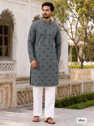Lacknowi chikankari Long kurta Men's