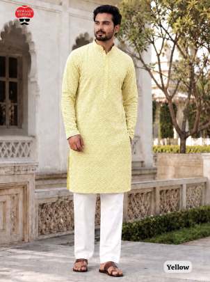 Latest Men's Yellow Kurta Design 2026 Haldi Special