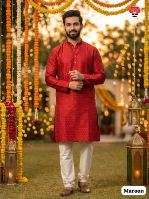 Maroon mens wedding kurta set