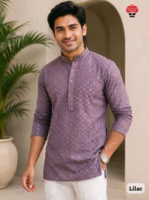 Men's Rayon Chikankari Short Kurta | Full Sleeve Designer Short Kurta for Men | Casual, Festive & Ethnic Wear