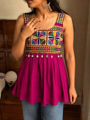Navratri ethnic wear, festive short top, traditional Indian top