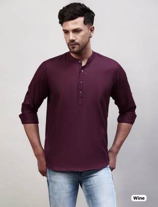 Plain Slim Fit Casual Short Men Kurta