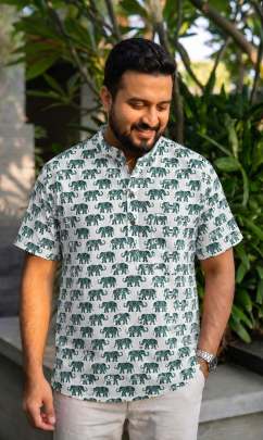 Printed Cotton Short Kurta for Men