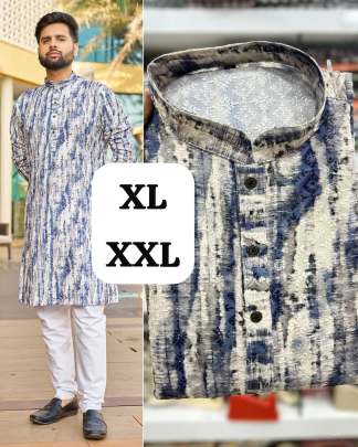 Printed schiffli chikan work kurtas for men