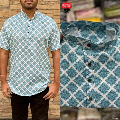 Printed short kurta  for mens