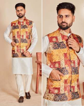 REMARKABLE READY TO WEAR KURTA PYJAMA WITH KOTI FOR MEN